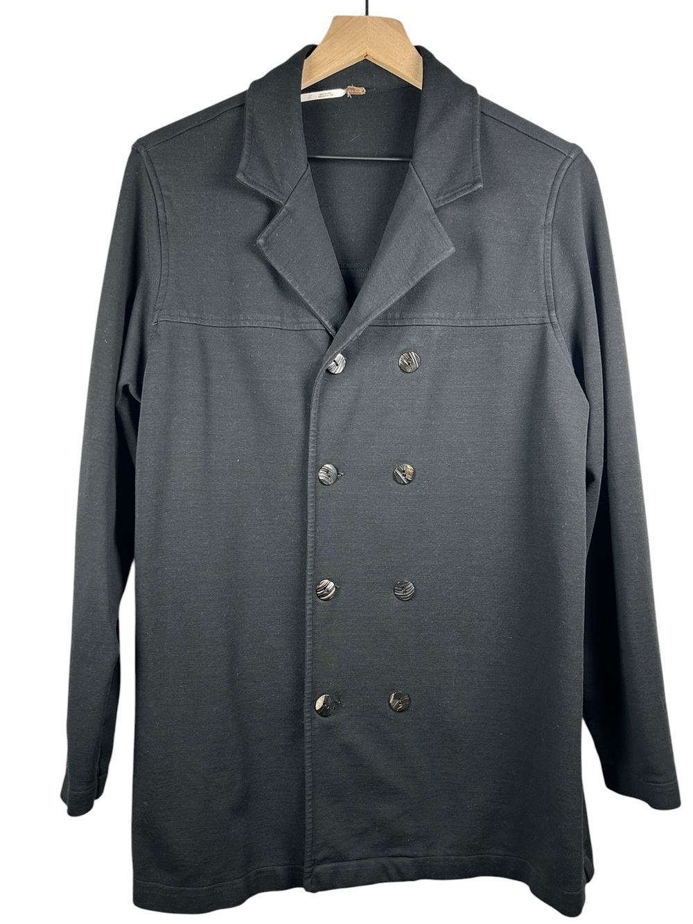 FREE PEOPLE Black Double Breasted Military Longline Knit Jacket M